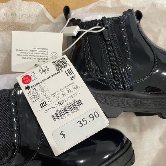 NWT Zara Baby Patent Effect Boots Blue size 6.5 - Picture 4 of 4